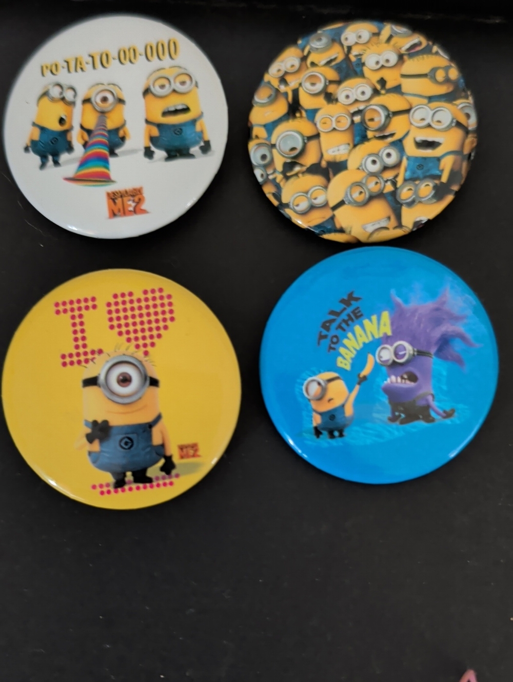 Minions 4 Piece Pin Button Set - Yellow & Blue